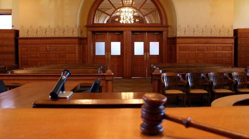 Empty Courtroom Stock Photo