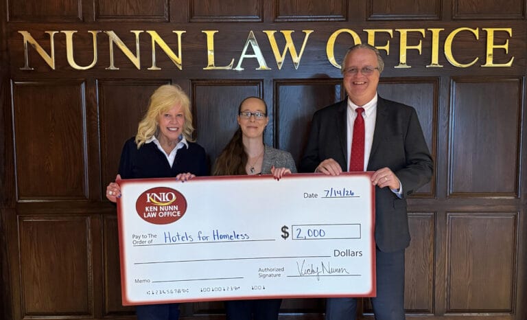Nunn Law Office Donates $2,000 to Hotels for Homeless